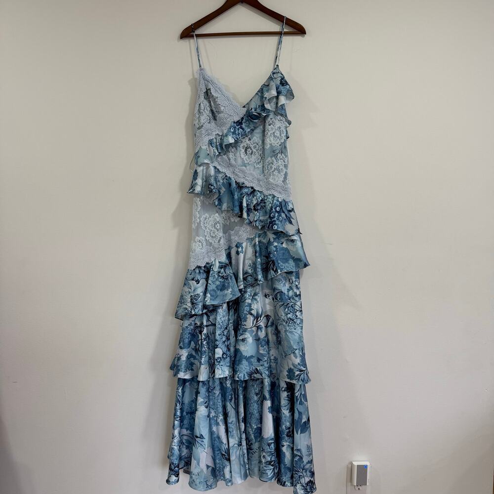 BHLDN Elora Sleeveless V-Neck Ruffle Lace Maxi Dress US 12 - Picture 5 of 10